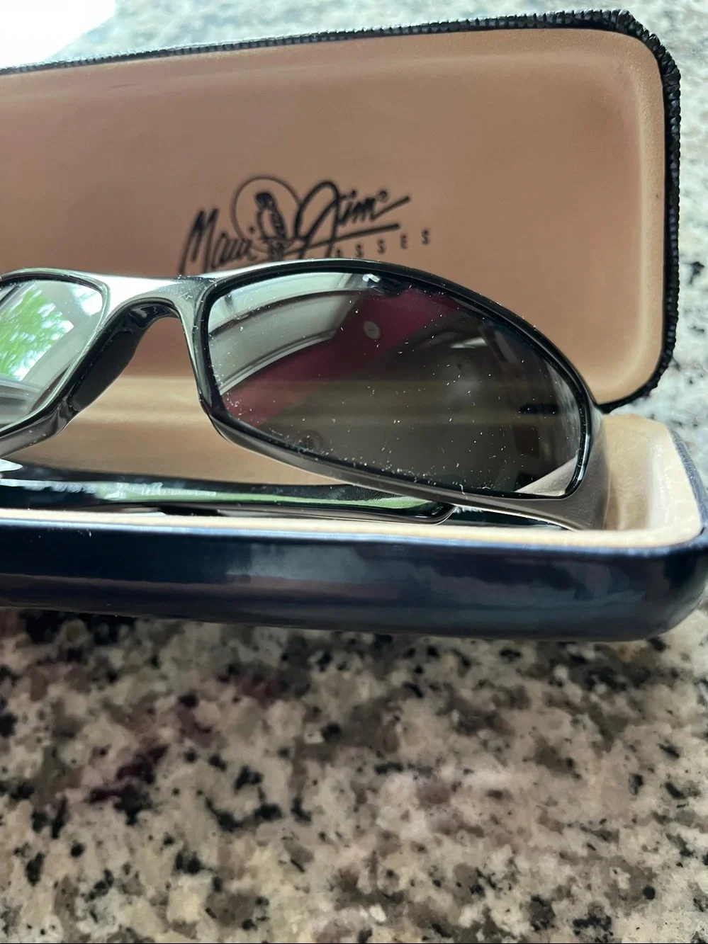 Maui Jim Black Wrap Sunglasses with Dark Lenses